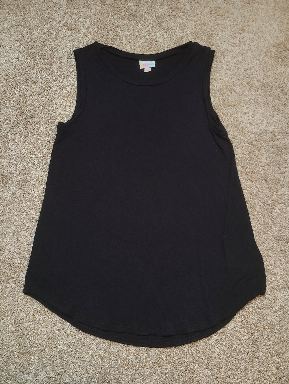 LuLaRoe Cocoa Tank Solid Black Rayon Relaxed Fit